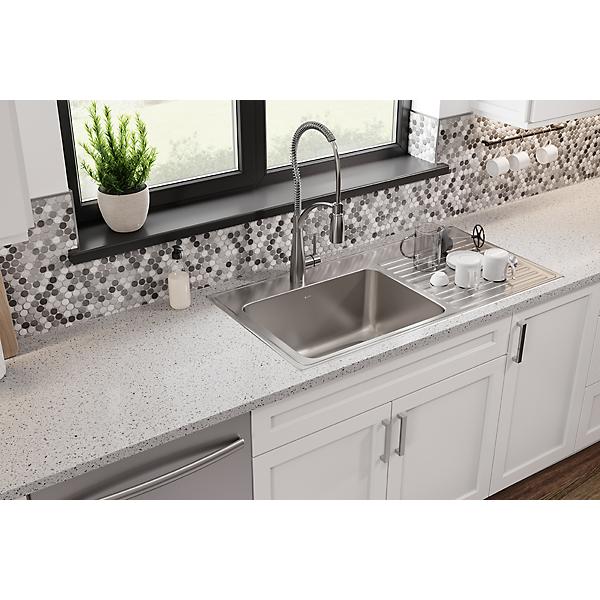 Elkay ILGR4322L Lustertone® Classic Stainless Steel 43" x 22" x 10" Single Bowl Drop-in Sink with Drainboard