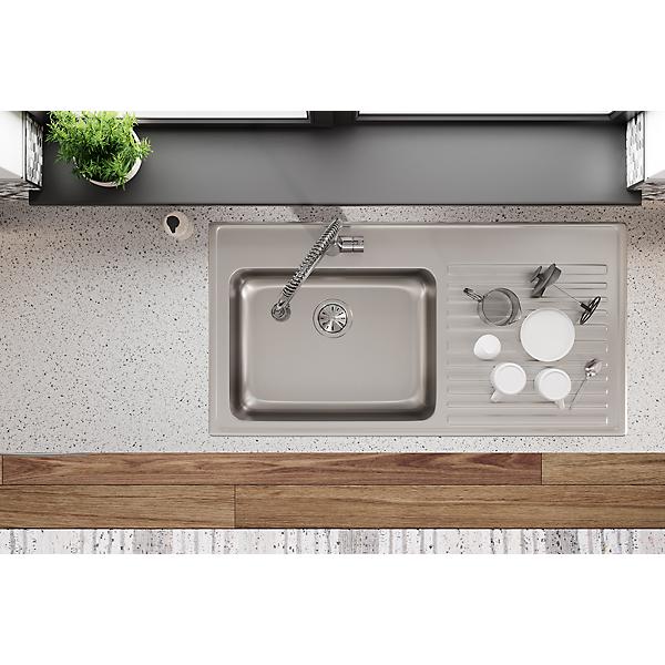 Elkay ILGR4322L Lustertone® Classic Stainless Steel 43" x 22" x 10" Single Bowl Drop-in Sink with Drainboard