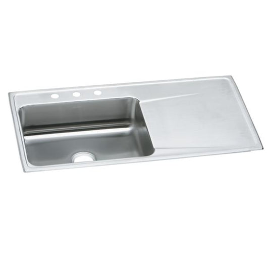 Elkay ILR4322L Lustertone® Classic Stainless Steel 43" x 22" x 7-5/8" Single Bowl Drop-in Sink with Drainboard