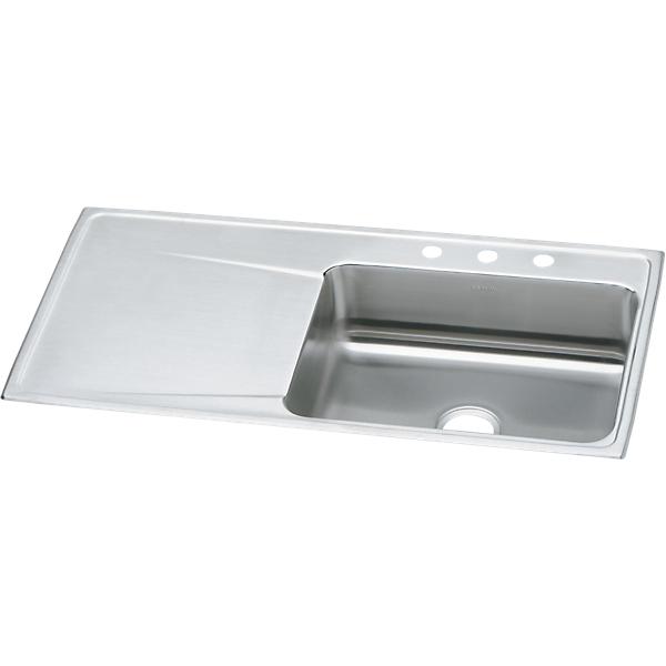 Elkay ILR4322R Lustertone® Classic Stainless Steel 43" x 22" x 7-5/8" Single Bowl Drop-in Sink with Drainboard