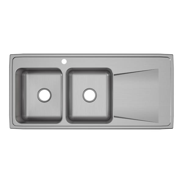 Elkay ILR4822L Lustertone® Classic Stainless Steel 48" x 22" x 7-5/8" Equal Double Bowl Drop-in Sink with Drainboard