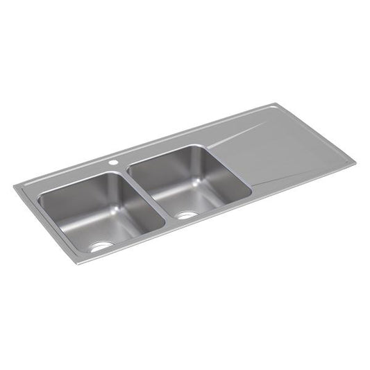 Elkay ILR4822L Lustertone® Classic Stainless Steel 48" x 22" x 7-5/8" Equal Double Bowl Drop-in Sink with Drainboard