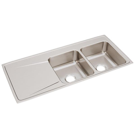 Elkay ILR4822R Lustertone® Classic Stainless Steel 48" x 22" x 7-5/8" Equal Double Bowl Drop-in Sink with Drainboard