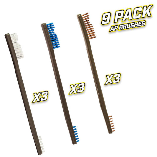 Otis IP-316-9-BBN 9 Pack Ap Brushes(3 Nylon/3 Blue Nylon/3 Bronze)