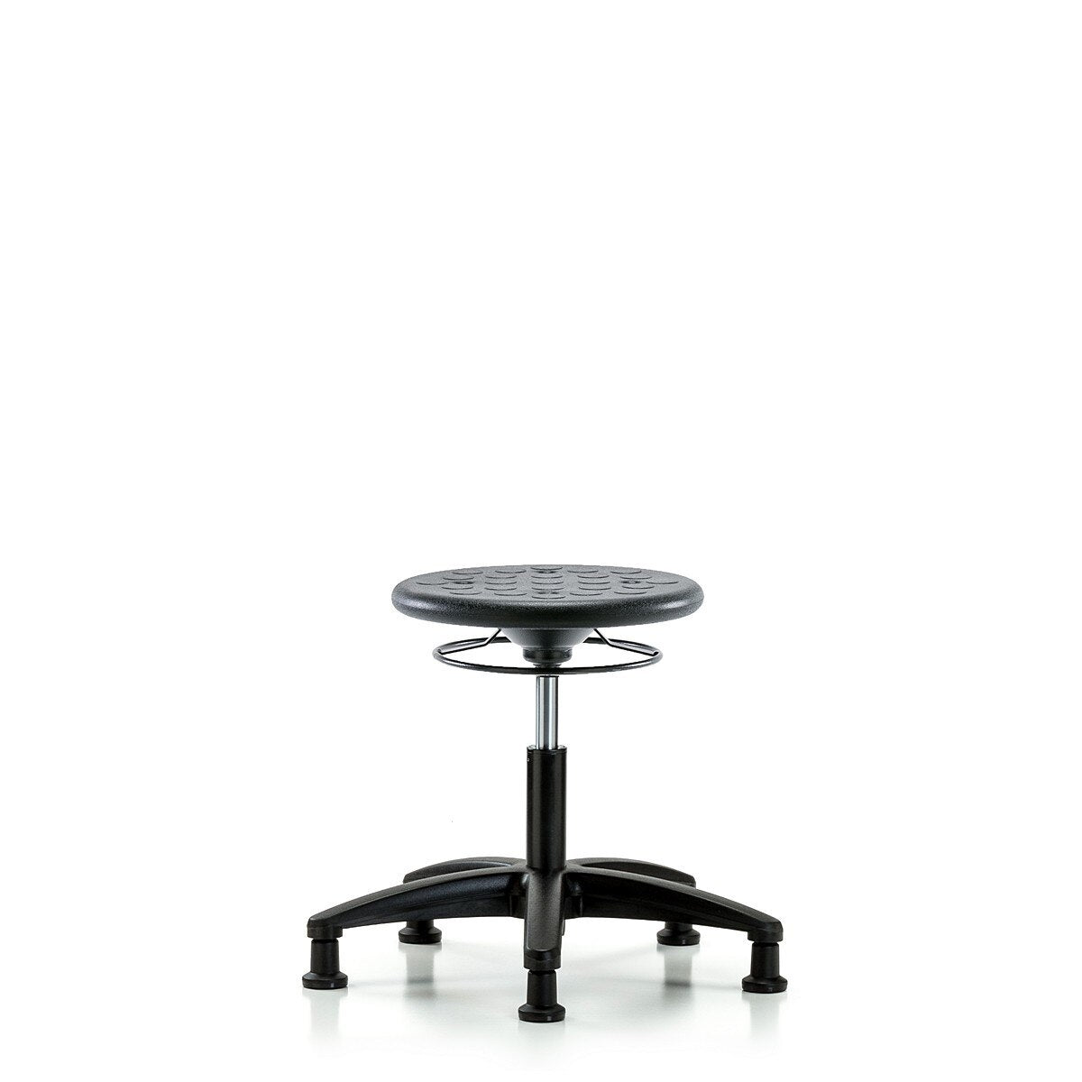 Blue Ridge Ergonomics IPDHSO-RG-RG-BLK Huron Polyurethane Stool - Desk Height with Stationary Glides in Black Polyurethane