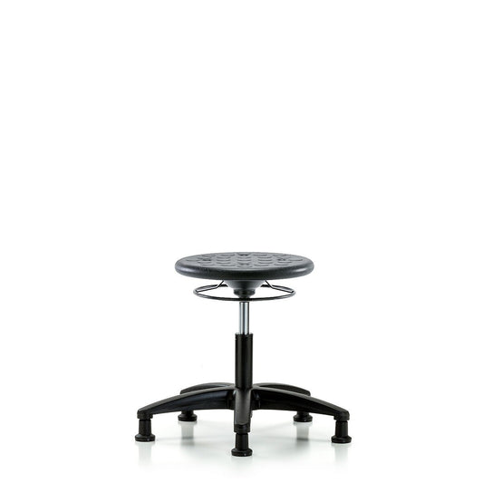 Blue Ridge Ergonomics IPDHSO-RG-RG-BLK Huron Polyurethane Stool - Desk Height with Stationary Glides in Black Polyurethane