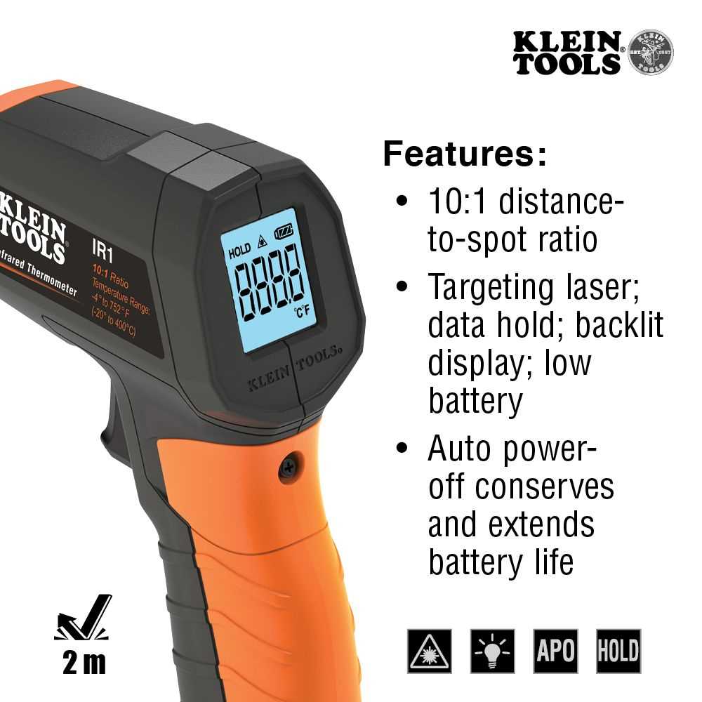 Klein Tools IR1 Infrared Digital Thermometer with Targeting Laser, 10:1