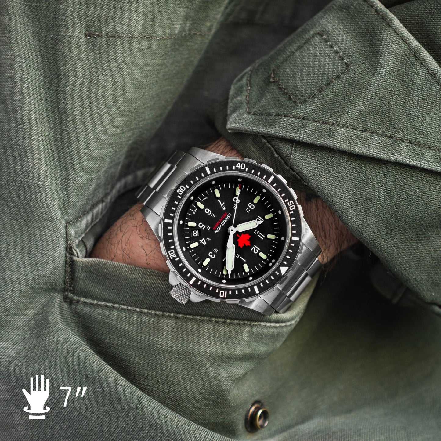 Marathon WW194018SS-0404 Jumbo Diver's Quartz (JSAR) - 46mm - Maple Leaf dial with Stainless Steel CA Bracelet