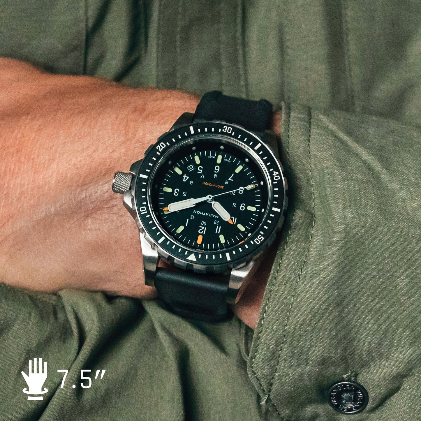 Marathon WW194018SS-0130 Jumbo Diver's Quartz (JSAR) - 46mm with 3 Pieces Black Rubber Strap