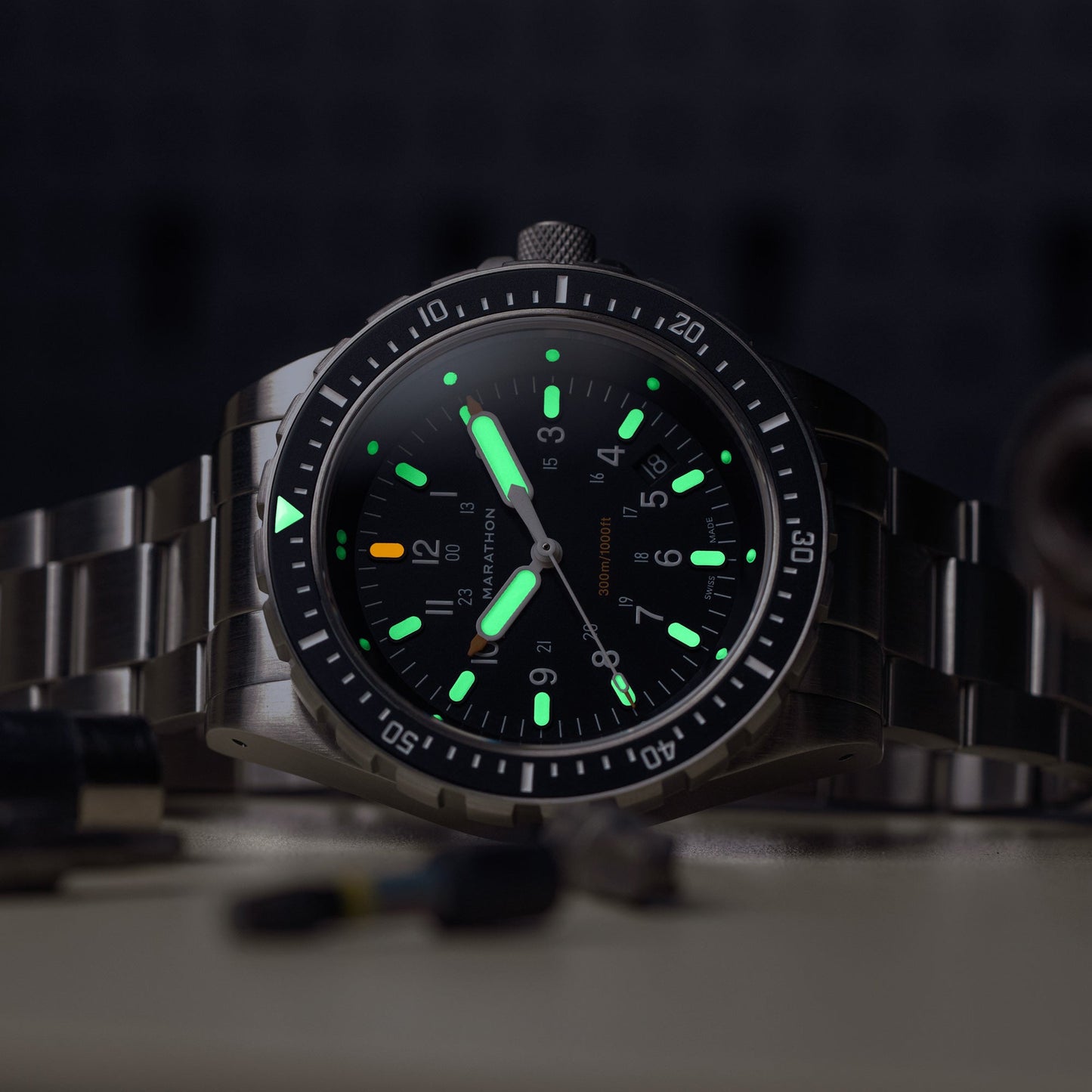 Marathon WW194018SS-0107 Jumbo Diver's Quartz (JSAR) - 46mm with Stainless Steel MA Bracelet