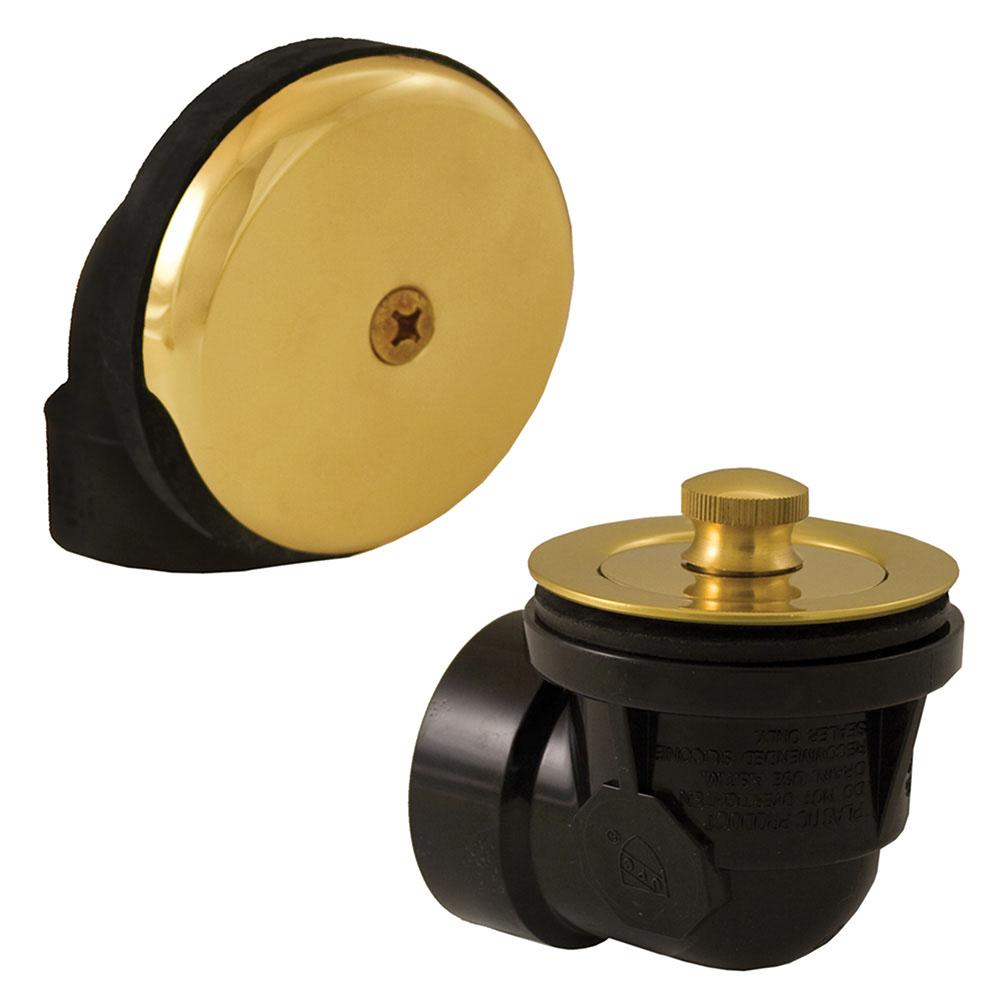 Jones Stephens B07015 Polished Brass One-Hole Lift and Turn Bath Waste Kit, Standard Half Kit, Black Plastic