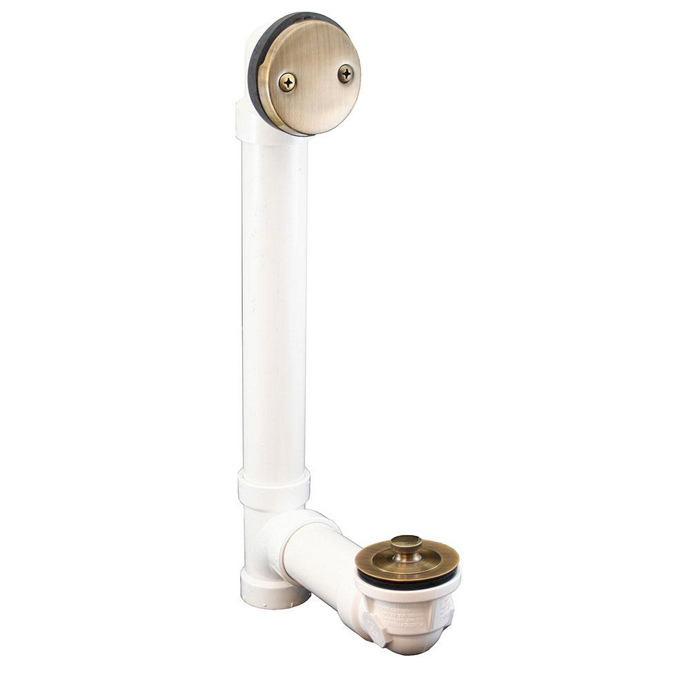Jones Stephens B0713AB Antique Brass Two-Hole Lift and Turn Bath Waste Kit, Standard Full Kit, PVC