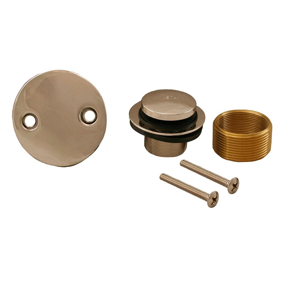 Jones Stephens B5156PS Polished Stainless Two-Hole Toe Touch Tub Drain Trim Kit