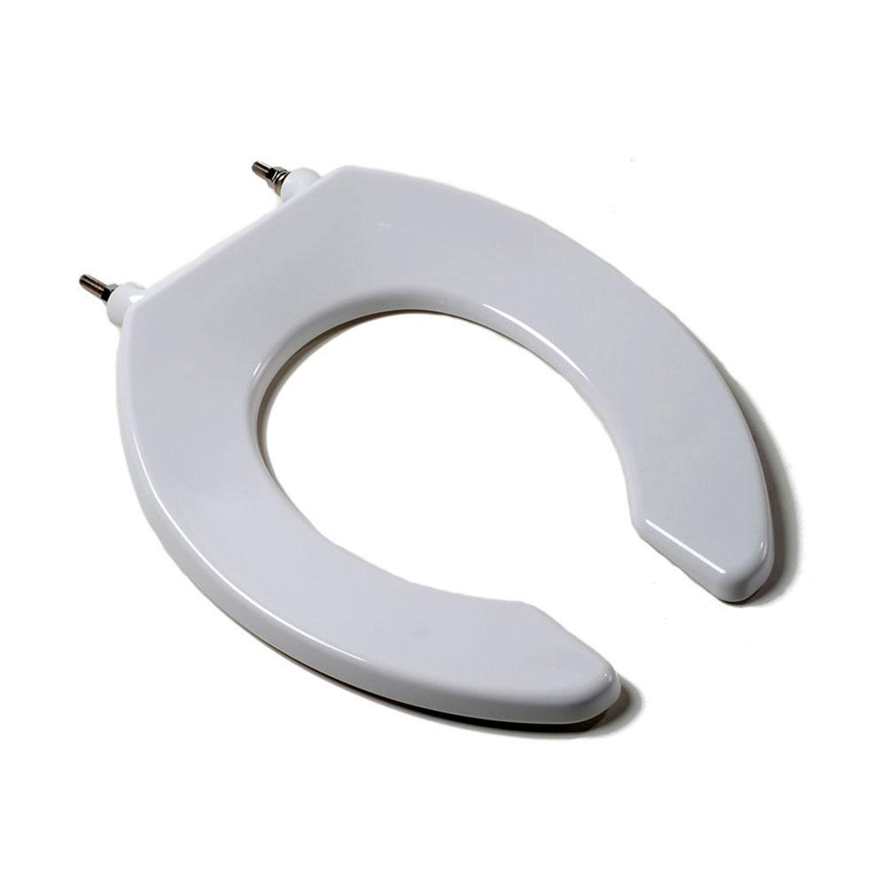Jones Stephens C105SSC00 Commercial Deluxe Plastic Seat, White, Check Hinge, Round Open Front Less Cover