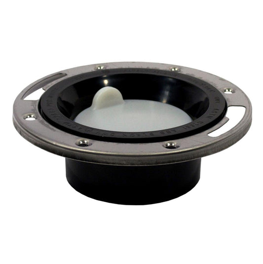 Jones Stephens C58045 3" x 4" ABS Closet Flange with Stainless Steel Ring and Knockout