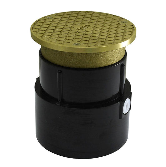 Jones Stephens C59065 4" ABS Over Pipe Fit Base Cleanout with 3-1/2" Metal Spud and 5" Polished Brass Cover