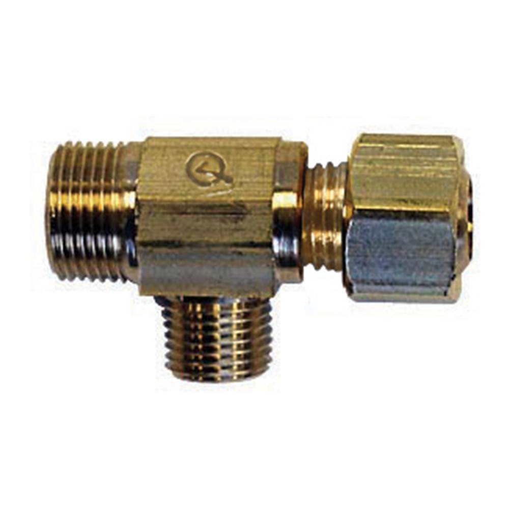 Jones Stephens C74250LF Brass Compression Easy Connect Tee, 3/8" FIP Compression Swivel x 3/8" MIP Compression x 3/8" MIP Compression