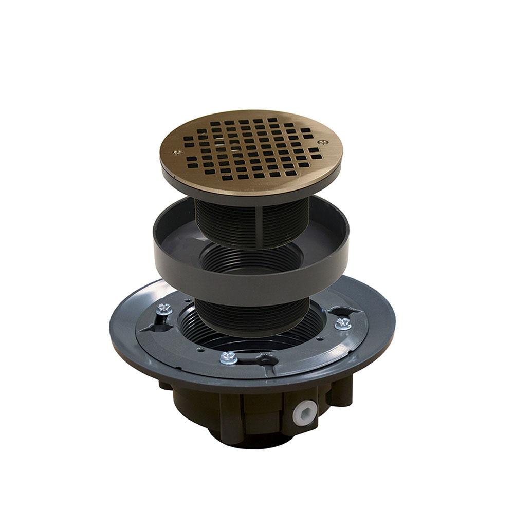 Jones Stephens D49650 2" x 3" LevelBest® Complete Heavy Duty Drain System with 3-1/2" Plastic Spud and 5" Nickel Bronze Strainer