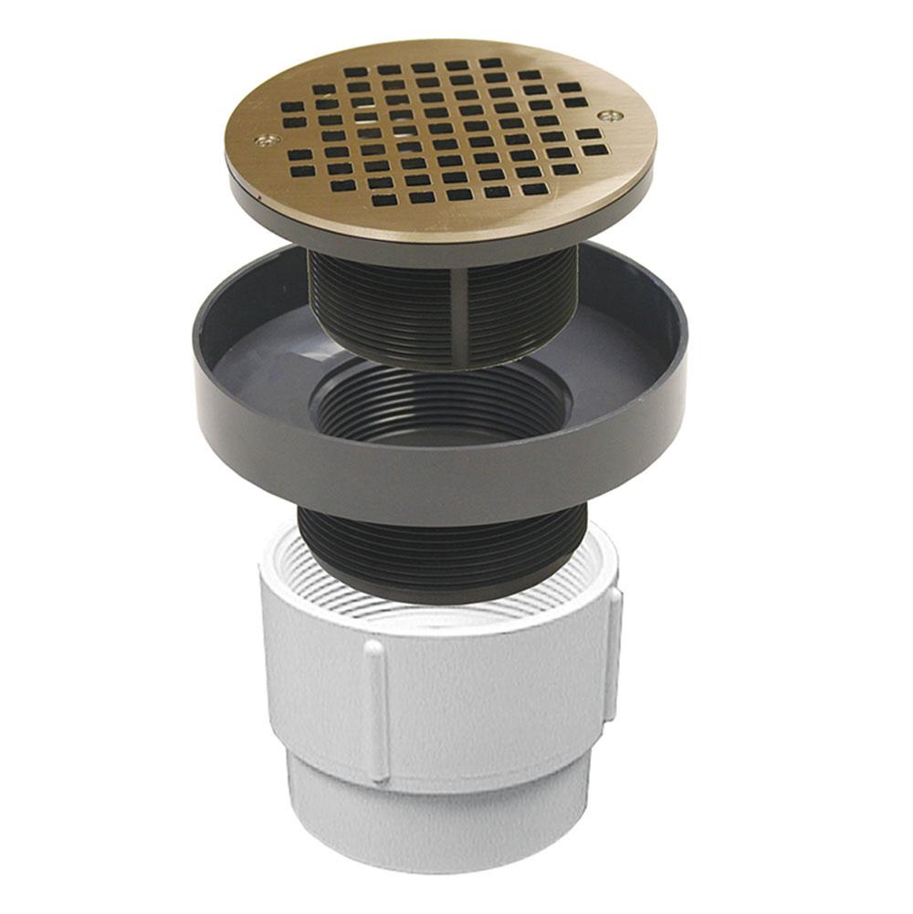 Jones Stephens D50472 4" LevelBest® Complete Pipe Fit Drain System with 3-1/2" Plastic Spud and 6" Nickel Bronze Strainer