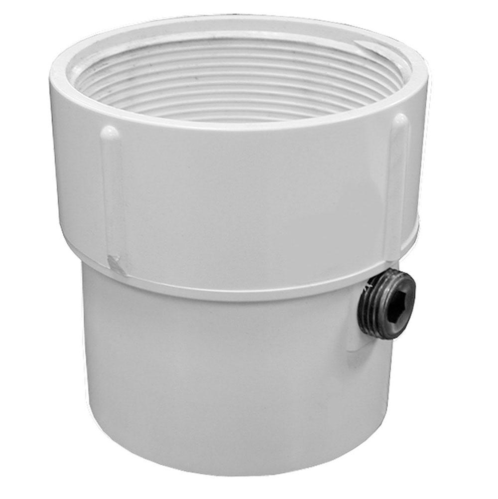 Jones Stephens D52451 3" x 4" PVC Pipe Fit Drain Base with Primer Tap, for 3-1/2" Spud