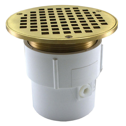 Jones Stephens D53138 3" x 4" PVC Pipe Fit Drain Base with 3-1/2" Metal Spud and 8" Nickel Bronze Strainer