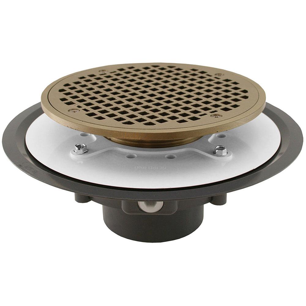 Jones Stephens D53144 3" Heavy Duty PVC Drain Base with 3-1/2" Metal Spud and 8" Nickel Bronze Strainer