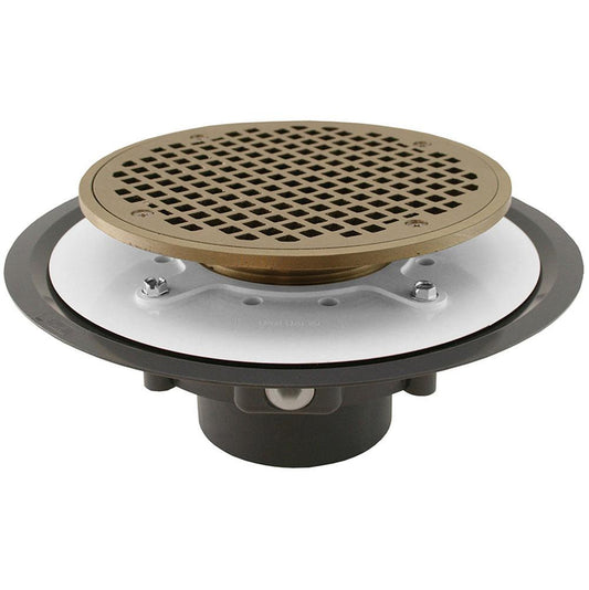 Jones Stephens D53144 3" Heavy Duty PVC Drain Base with 3-1/2" Metal Spud and 8" Nickel Bronze Strainer