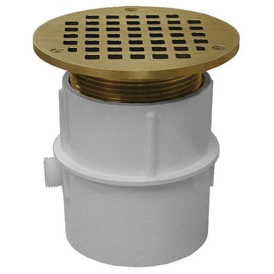 Jones Stephens D53306 3" PVC Over Pipe Fit Drain Base with 3" Metal Spud and 5" Nickel Bronze Strainer