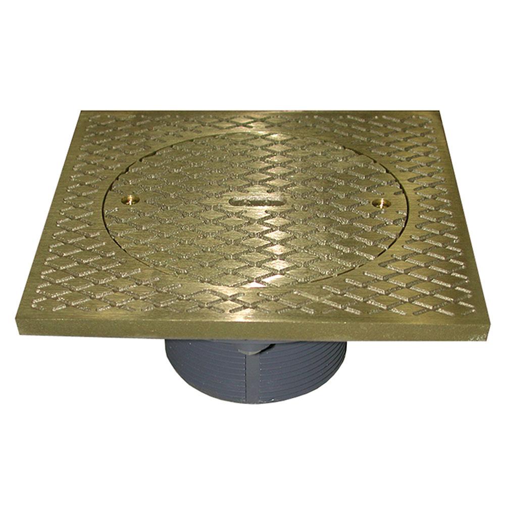 Jones Stephens D59918 4" Heavy Duty PVC Cleanout Spud with 7" Polished Brass Square Cover