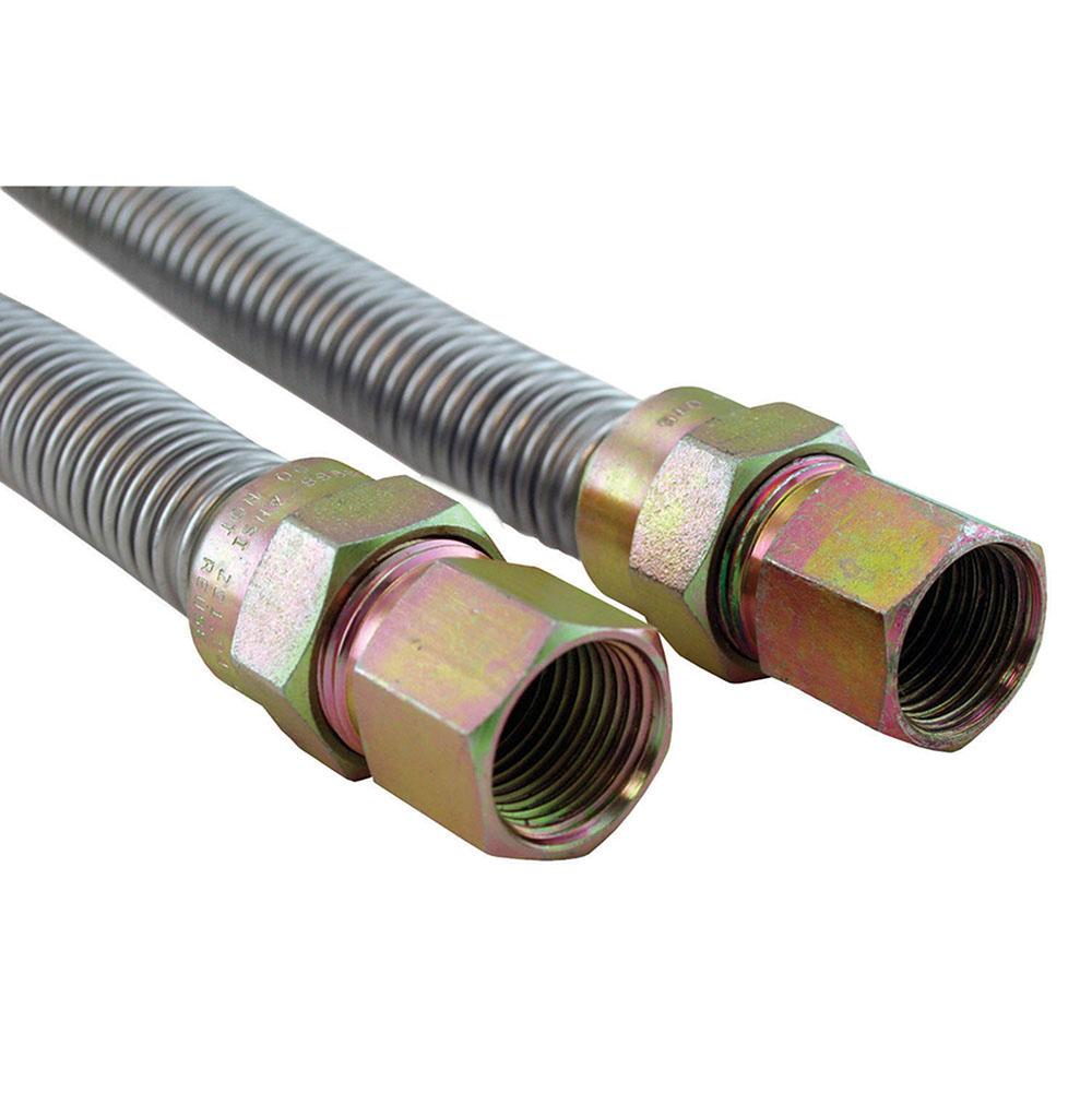 Jones Stephens G70043 3/8" OD (1/4" ID) X 60" Long, 1/2" Female Pipe Thread X 1/2" Female Pipe Thread, Uncoated Corrugated Stainless Steel Gas Connector
