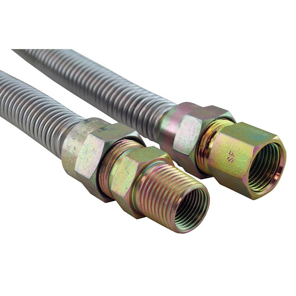 Jones Stephens G71019 5/8" OD (1/2" ID) X 18" Long, 1/2" Female Pipe Thread X 1/2" Male Pipe Thread, Uncoated Corrugated Stainless Steel Gas Connector