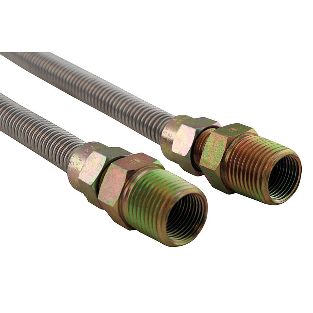 Jones Stephens G71050 5/8" OD (1/2" ID) X 48" Long, 3/4" Male Pipe Thread X 3/4" Male Pipe Thread, Uncoated Corrugated Stainless Steel Gas Connector