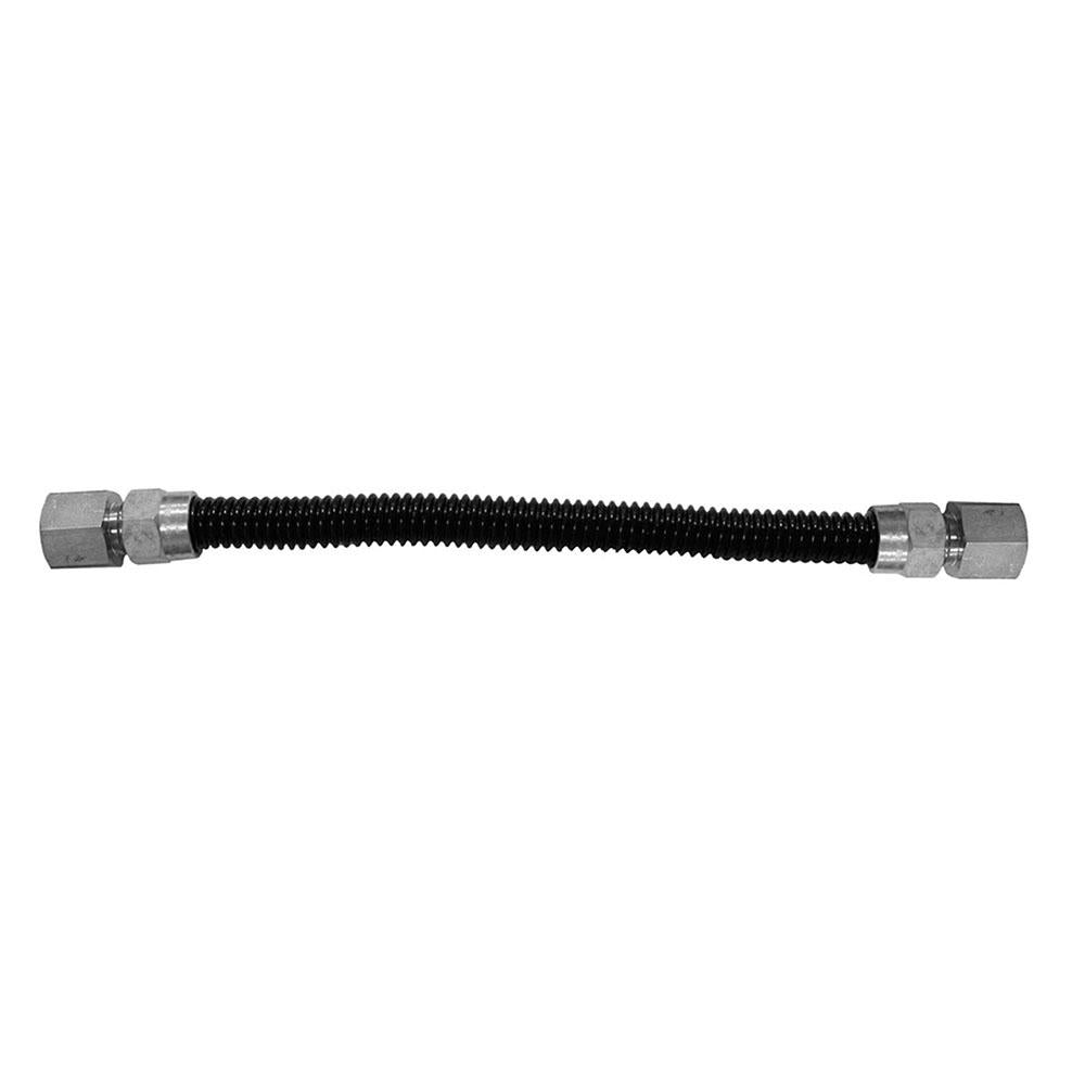 Jones Stephens G73108 3/8" OD (1/4" ID) X 18" Long, 1/2" Female Pipe Thread X 1/2" Female Pipe Thread, Black Coated Corrugated Stainless Steel Gas Connector