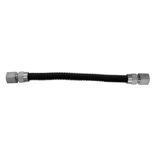 Jones Stephens G73108 3/8" OD (1/4" ID) X 18" Long, 1/2" Female Pipe Thread X 1/2" Female Pipe Thread, Black Coated Corrugated Stainless Steel Gas Connector