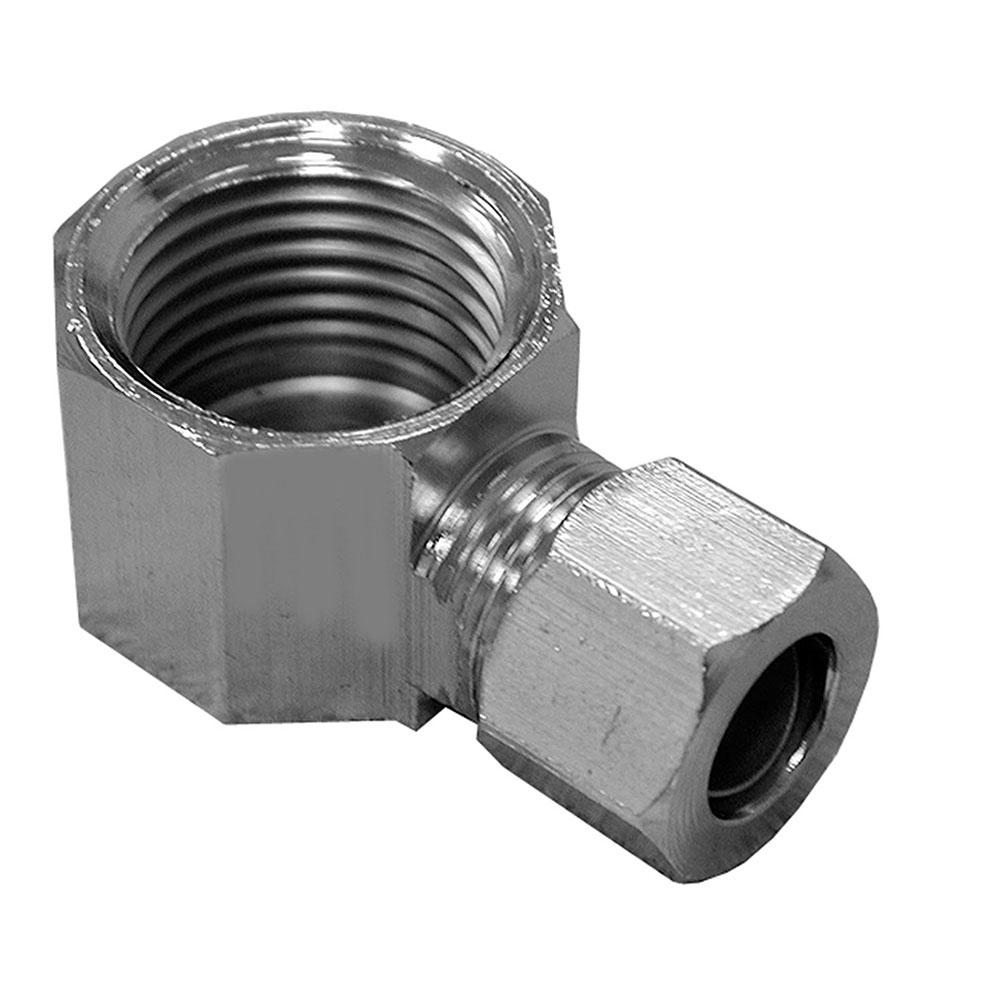 Jones Stephens N70086LF 1/2" x 3/8" Chrome Plated Compression x Female 90° Elbow