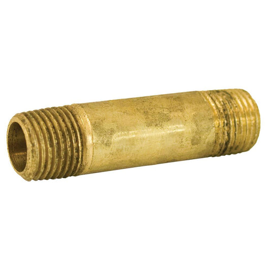 Jones Stephens P13632 3/8" x 2" Yellow Brass Long Nipple