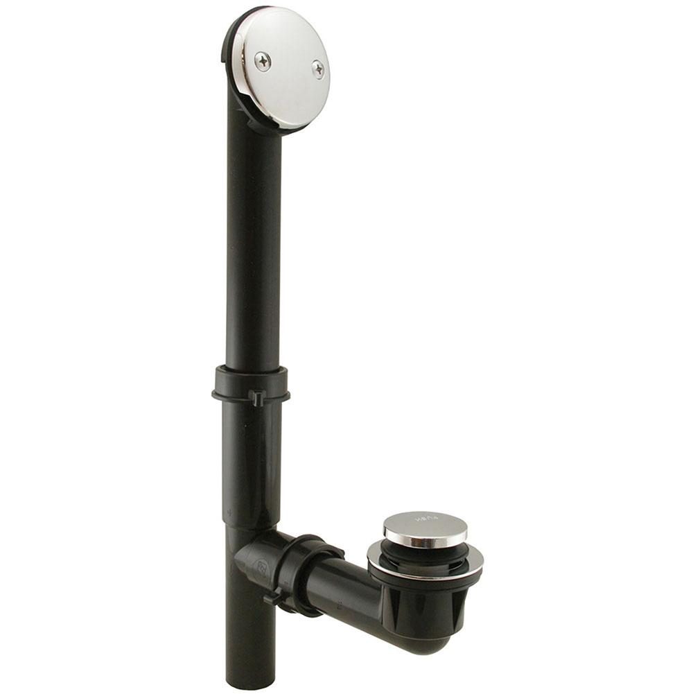 Jones Stephens P39506 Chrome Plated Two-Hole Toe Touch Bath Waste Kit, Tubular Full Kit, Black Plastic
