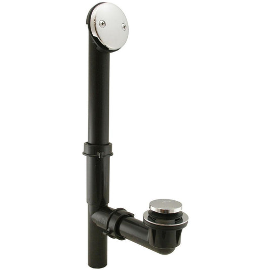 Jones Stephens P39506 Chrome Plated Two-Hole Toe Touch Bath Waste Kit, Tubular Full Kit, Black Plastic