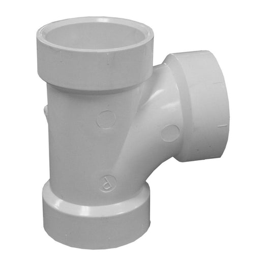 Jones Stephens PST143 4" x 4" x 3" PVC Sanitary Reducing Tee, SPG x H