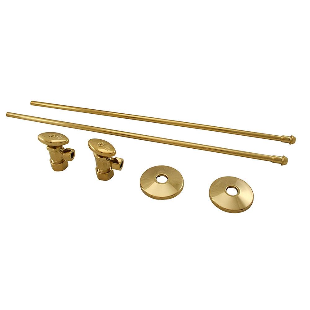 Jones Stephens S10361 Polished Brass 3/8" x 20" Lavatory Supply and 3/8" x 5/8" Angle Stop Kit