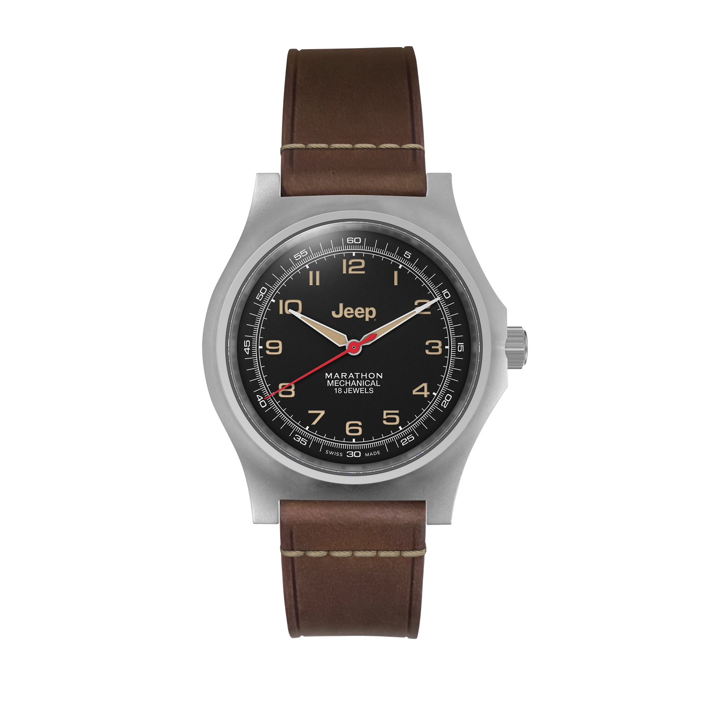 Marathon WW194033SS-4001 41Mm Jeep® Willys Vintage Officer'S Mechanical Colour: Ss/Heritage 3Pc Crazy Horse Leather