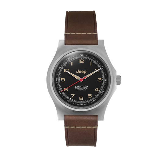 Marathon WW194033SS-4001 41Mm Jeep® Willys Vintage Officer'S Mechanical Colour: Ss/Heritage 3Pc Crazy Horse Leather