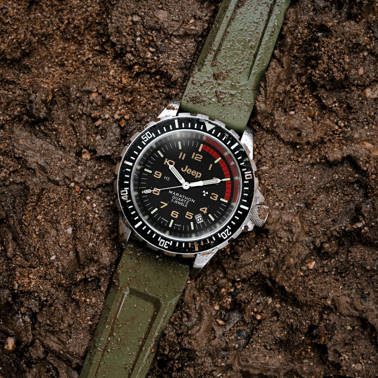 Marathon WW194007SS-4101 Jeep® X Rubicon TSAR® Quartz (41mm) Black Dial / OD Green Rubber Strap
