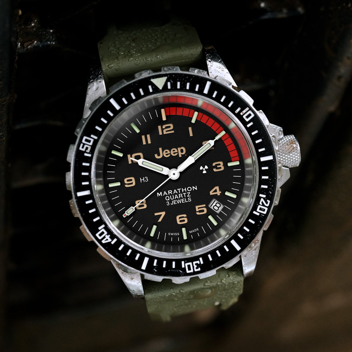 Marathon WW194007SS-4101 Jeep® X Rubicon TSAR® Quartz (41mm) Black Dial / OD Green Rubber Strap