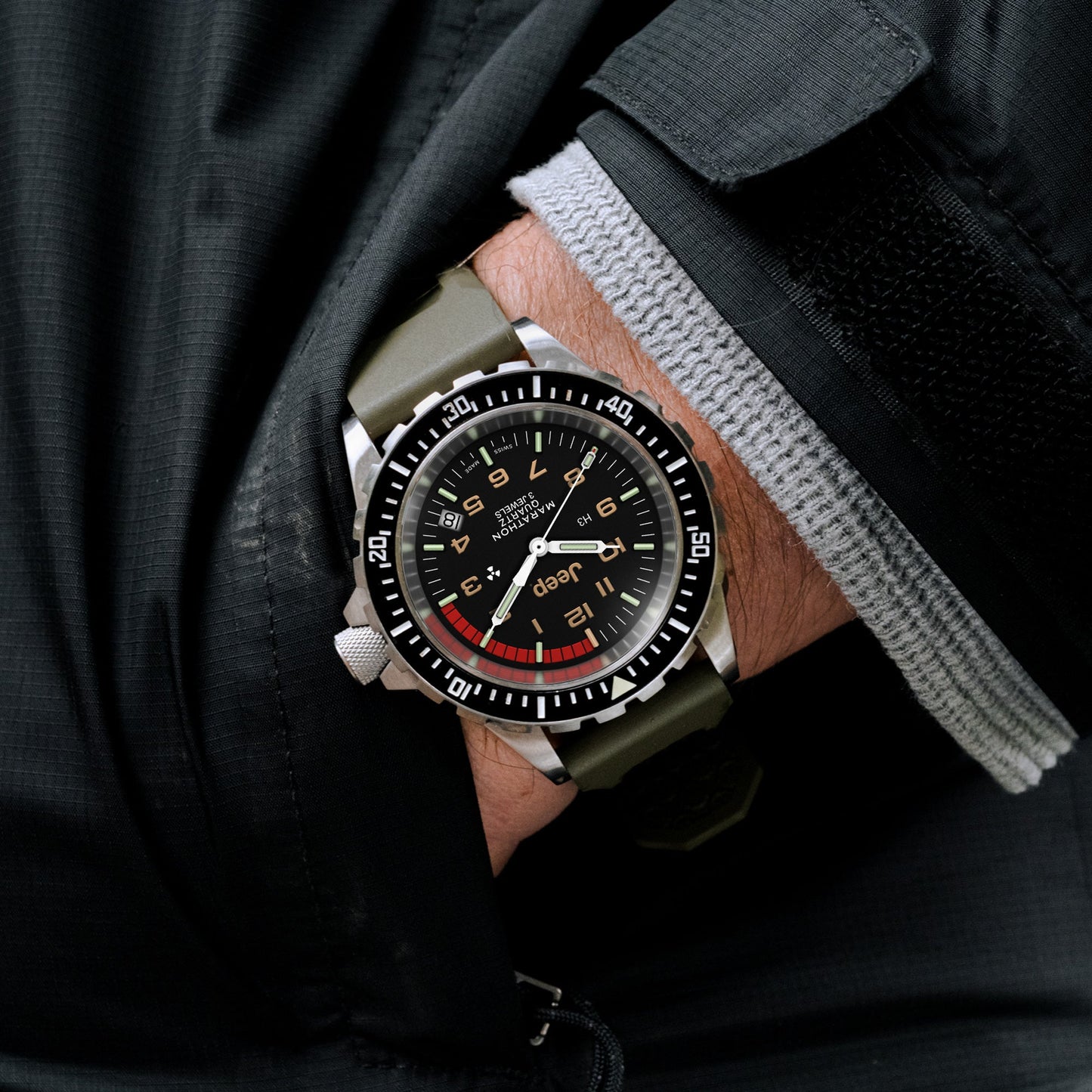 Marathon WW194007SS-4101 Jeep® X Rubicon TSAR® Quartz (41mm) Black Dial / OD Green Rubber Strap