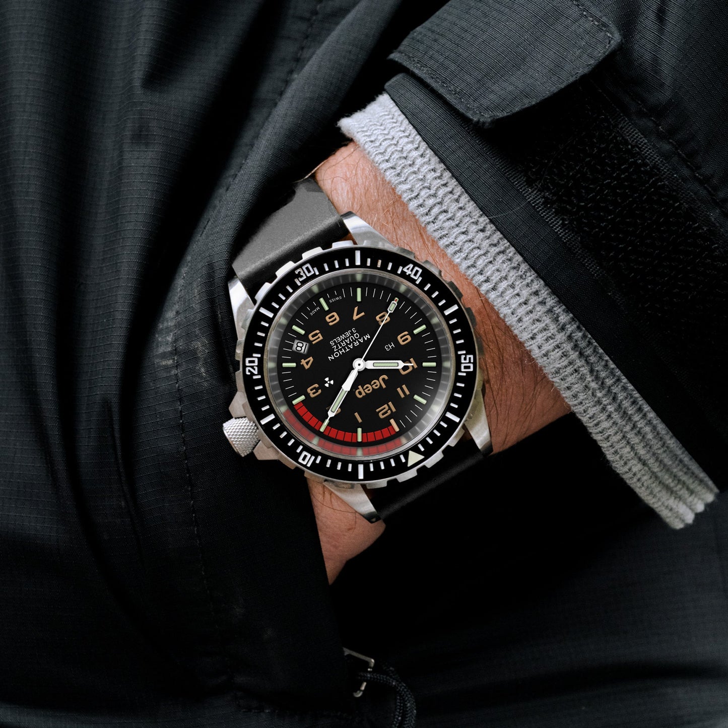 Marathon WW194007SS-4130 Jeep® X Rubicon TSAR® Quartz (41mm) Black Dial / Black Rubber Strap
