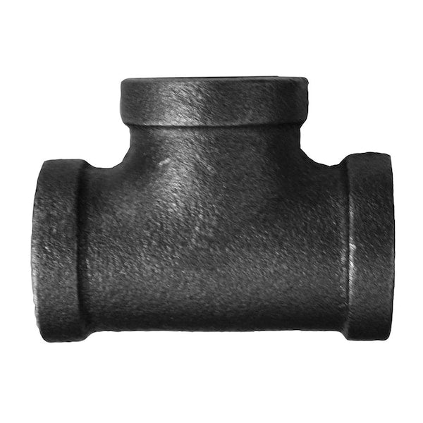 Jones Stephens B4600057 1/2" x 3/4" Black Iron Reducing Tee, Banded