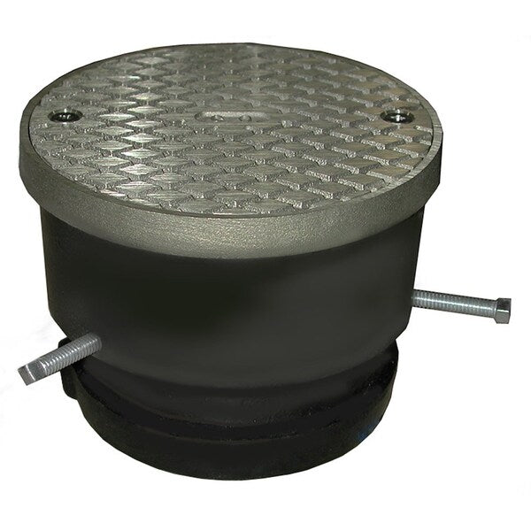 Jones Stephens C33033 3" Adjustable-Plain End Cleanout with 5-1/2" Polished Brass Cover with Ring - Height 4-1/4" - 6"