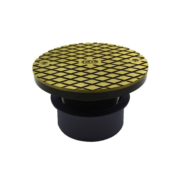 Jones Stephens C59020 4" PVC Inside Pipe Fit Base Cleanout with 3" Plastic Spud and 6" Polished Brass Cover