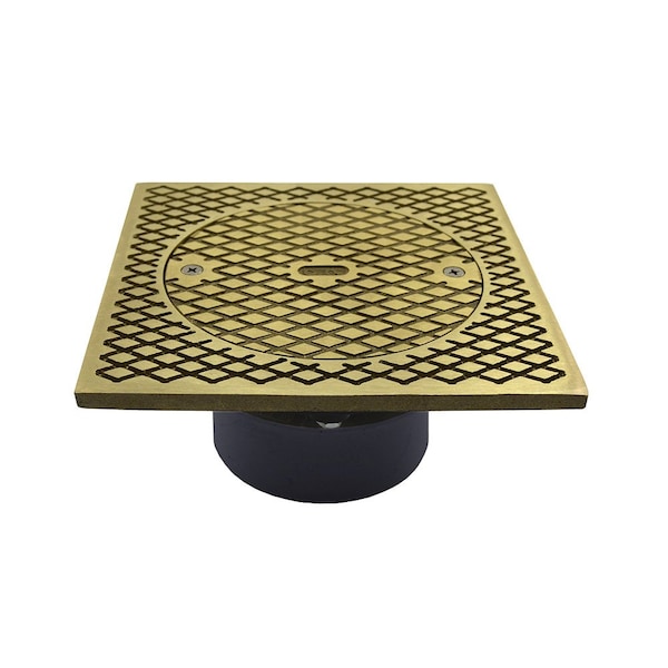 Jones Stephens C59030 4" PVC Inside Pipe Fit Base Cleanout with 3" Plastic Spud and 7" Nickel Bronze Cover